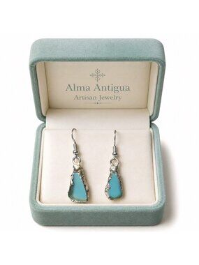 West Coast Sea Glass & Silver Dangle Earrings | 925 Hooks | Alma Antigua